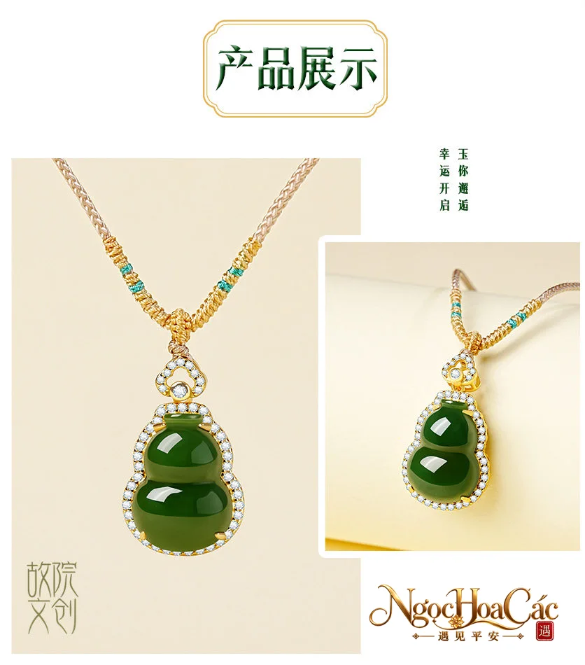 Mặt dây bích ngọc hồ lô Thiên Ti Thừa Lộ Cung Lý