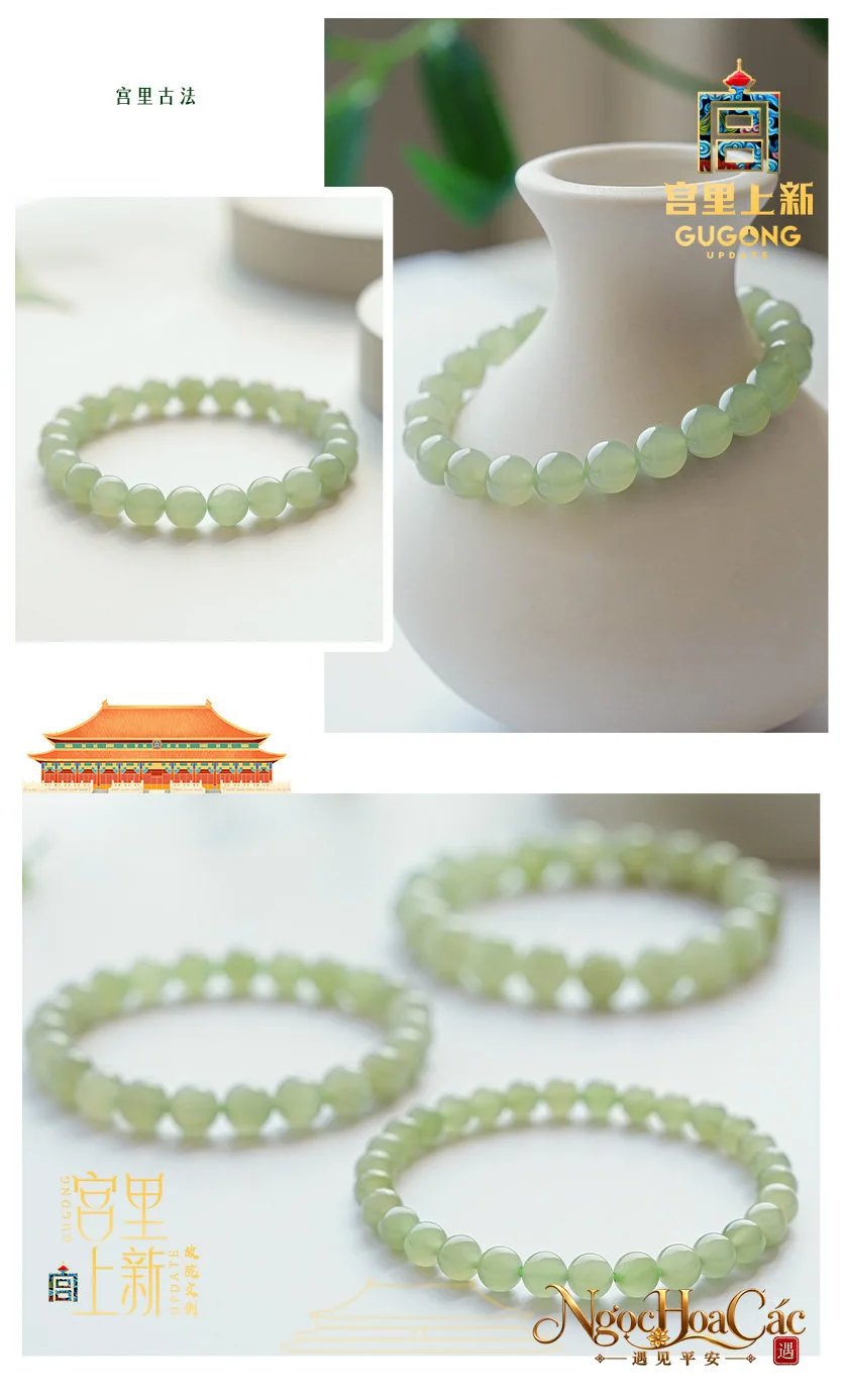 Vòng tay ngọc Hòa Điền thanh thủy cao băng Cung Lý