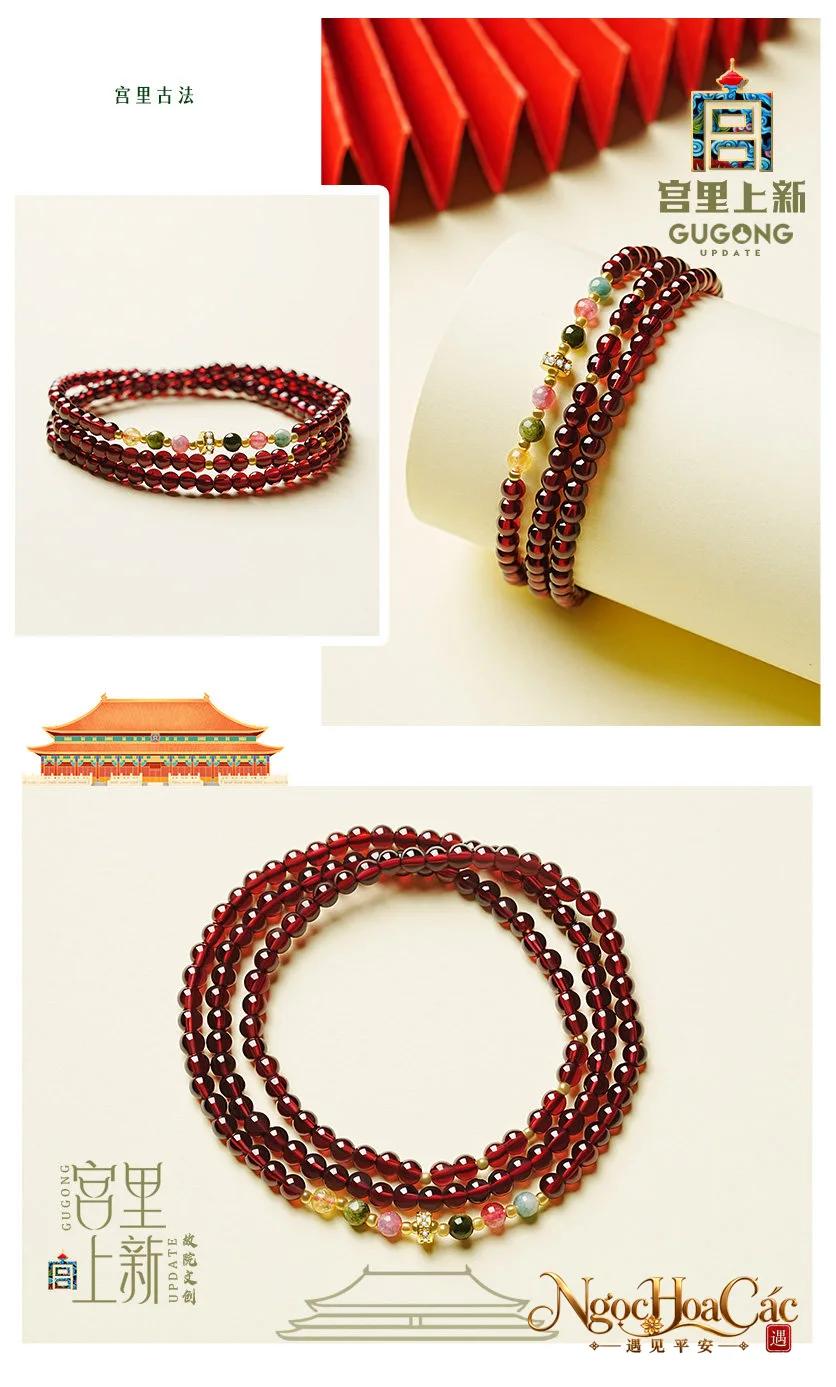 Vòng tay garnet quấn 3 vòng Tụ Phúc Cung Lý