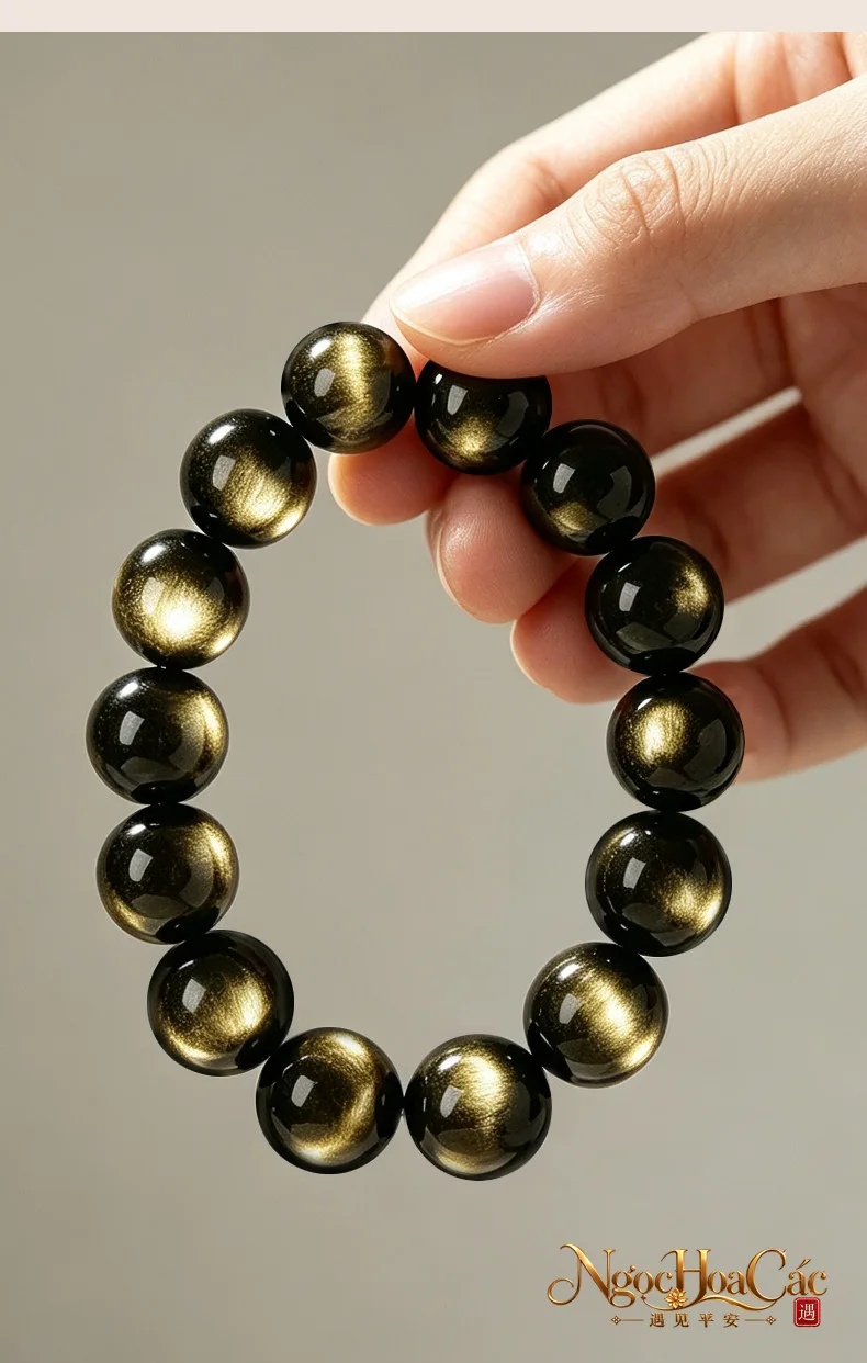 Vòng tay obsidian mắt kim Đông Hải