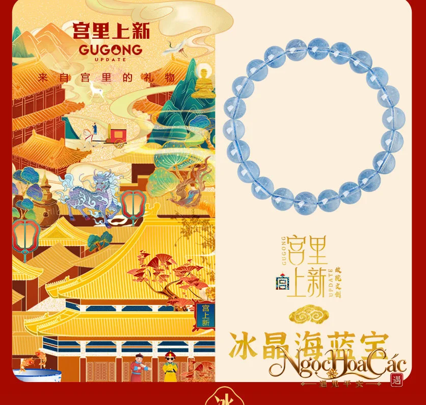 Vòng tay aquamarine Băng Tinh, Diệu Dạ Lam Tinh, Tịnh Tâm Cung Lý