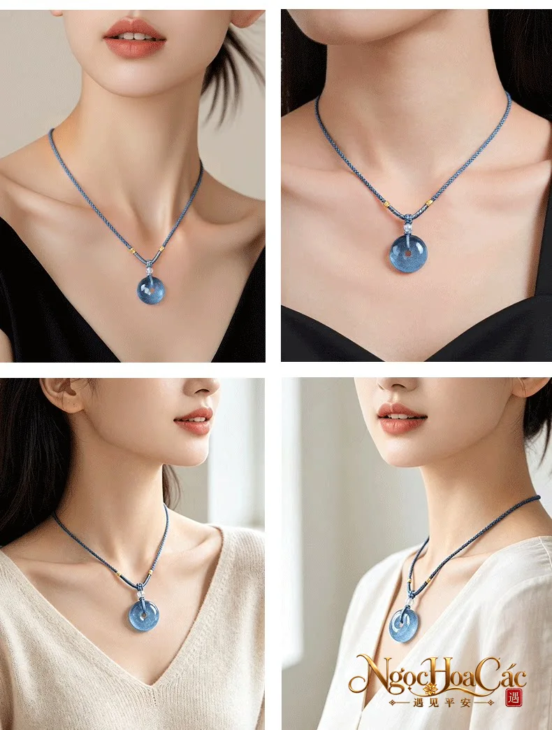 Mặt dây Aquamarine khấu bình an Đông Hải