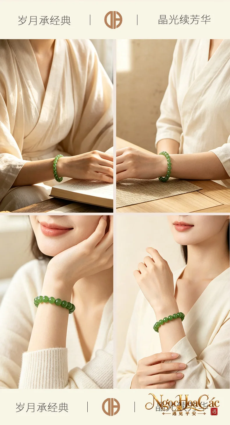 Vòng tay bích ngọc Hòa Điền cao cấp Đông Hải