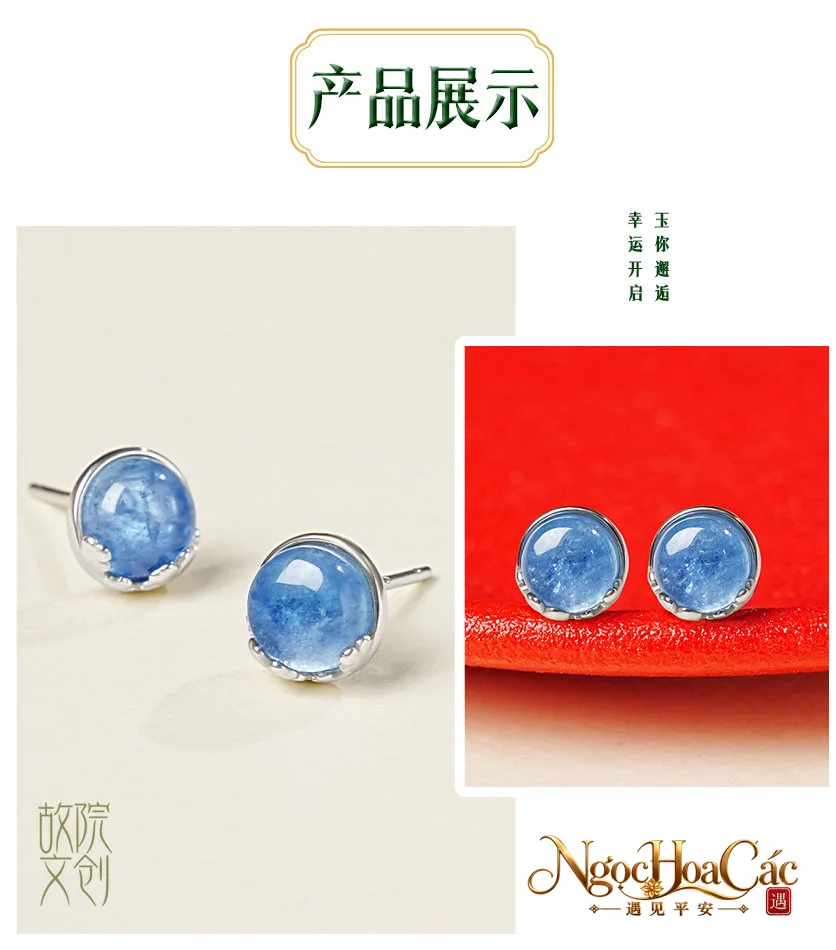 Bông tai aquamarine nhiều mẫu Cung Lý
