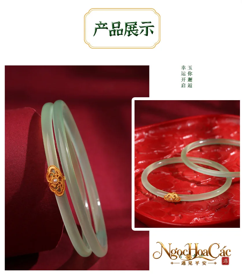 Cặp vòng kiềng ngọc tủy Đinh Đang nhiều màu Cung Lý
