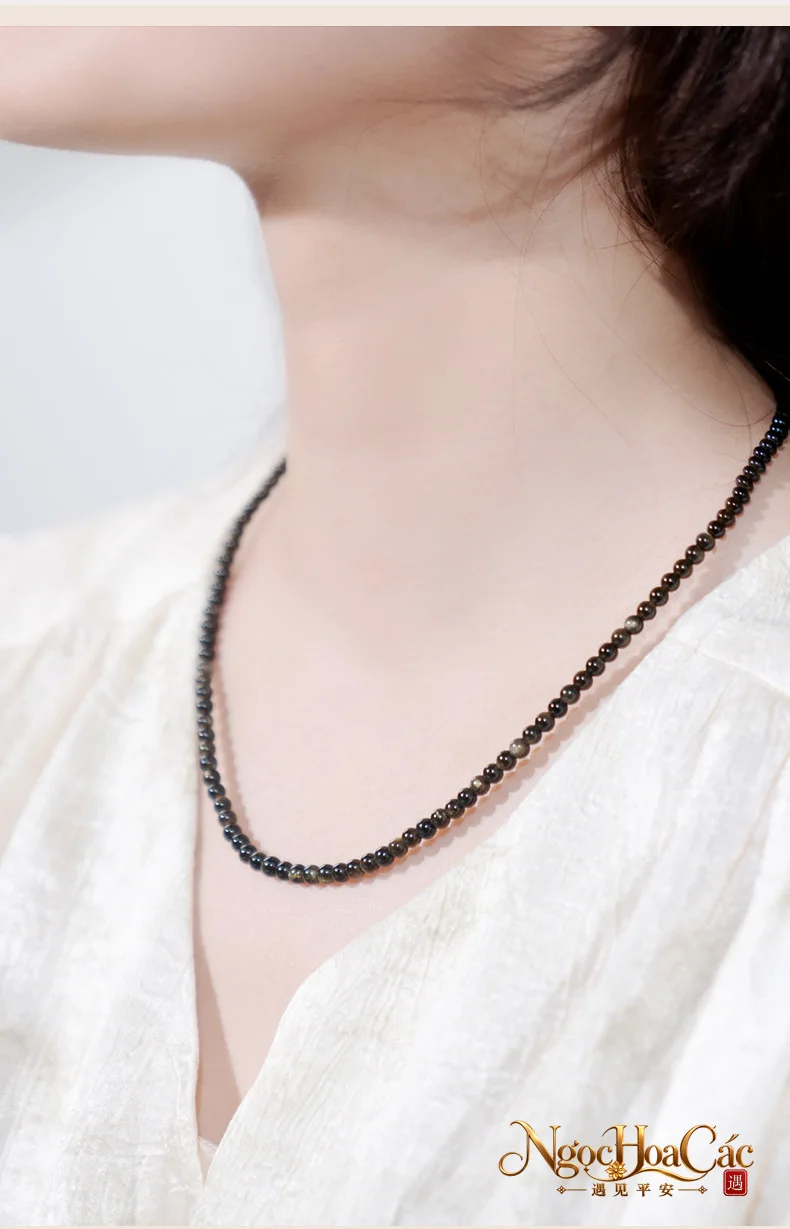Dây chuyền obsidian & kim diệu thạch Đông Hải