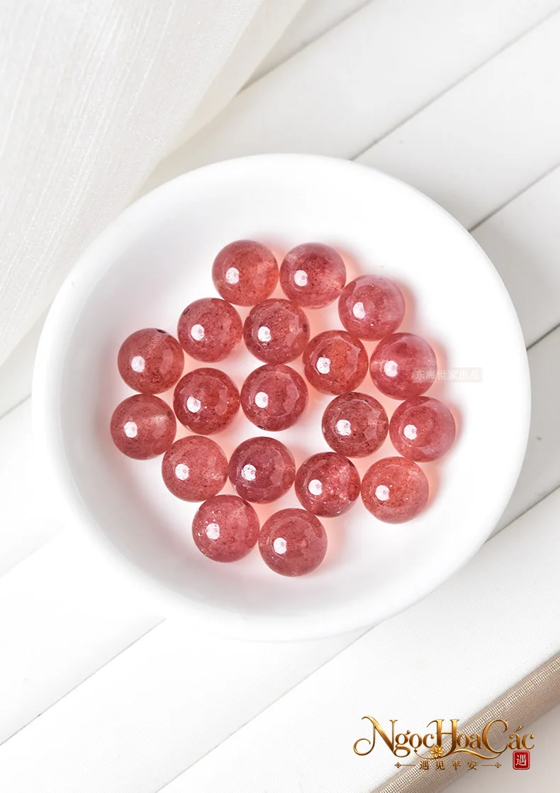 Hạt thạch anh dâu tây đỏ & xanh rời Đông Hải