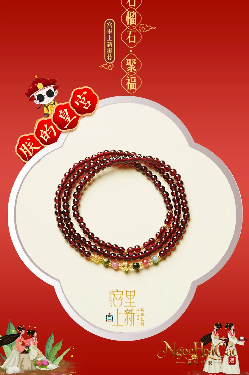 Vòng tay garnet quấn 3 vòng Tụ Phúc Cung Lý