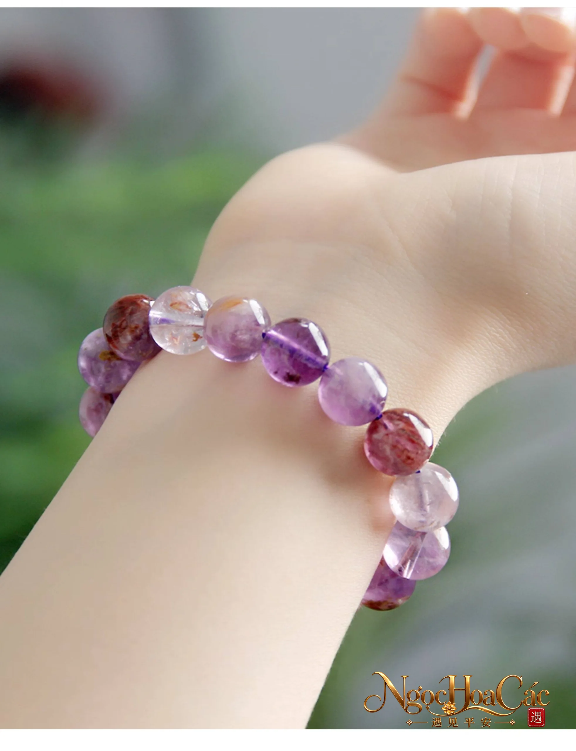 Vòng tay thạch anh u linh tím & thạch anh tím Đông Hải