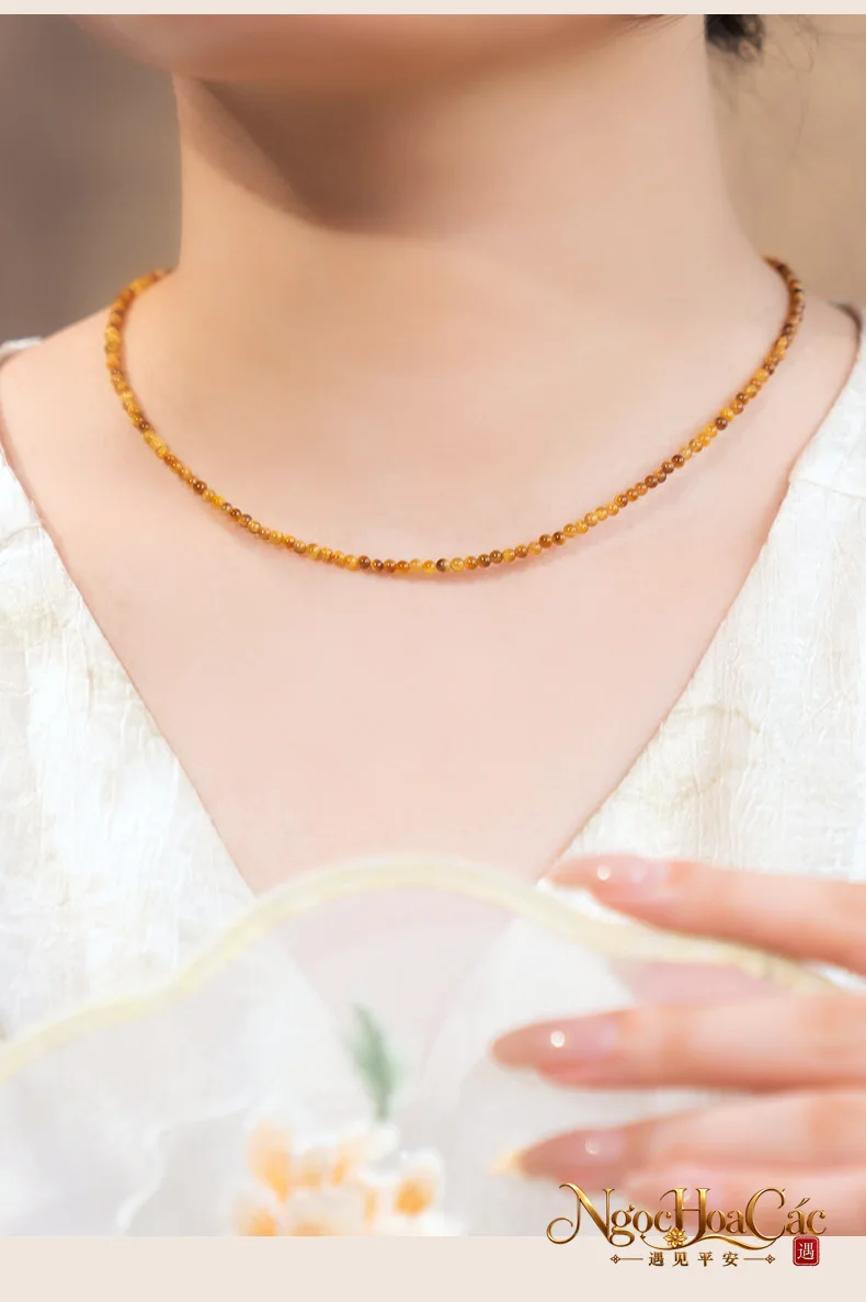 Dây chuyền mắt hổ hạt siêu mảnh 2mm Đông Hải