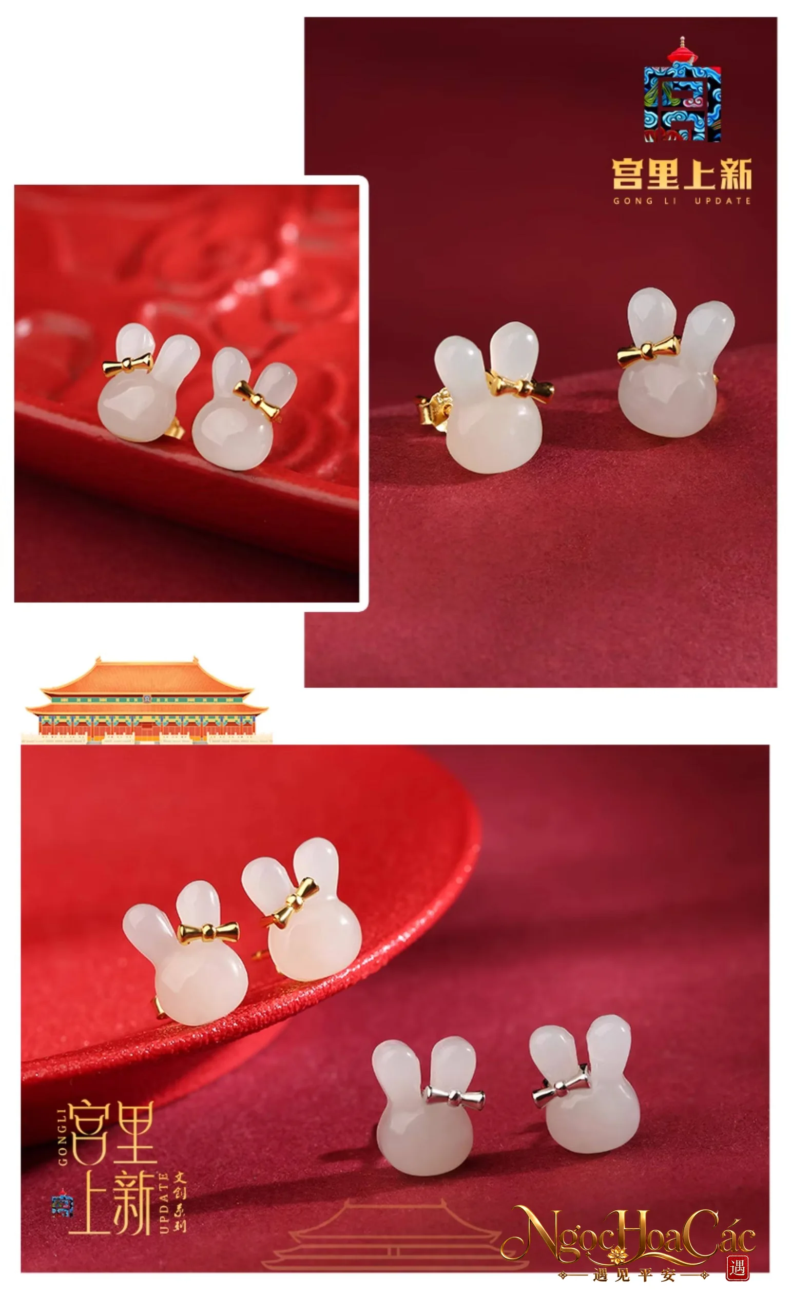 Trang sức Ngọc Thố bông tai, dây chuyền, trâm cài Cung Lý