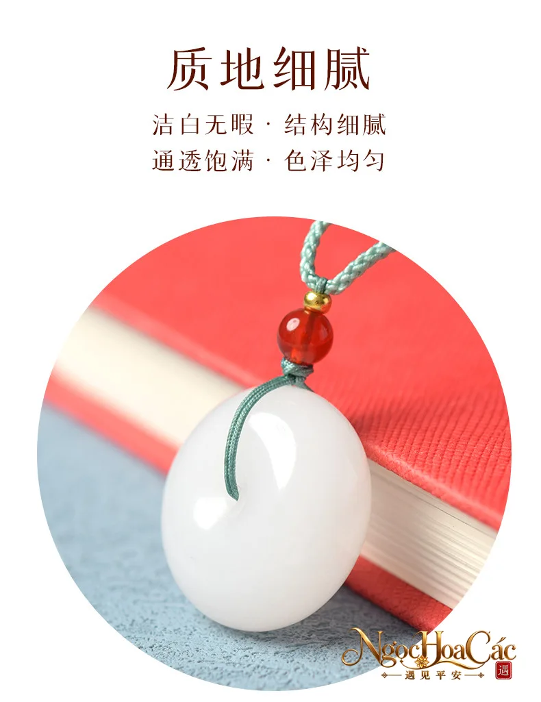 Mặt dây khấu bình an ngọc kim ti Đông Hải