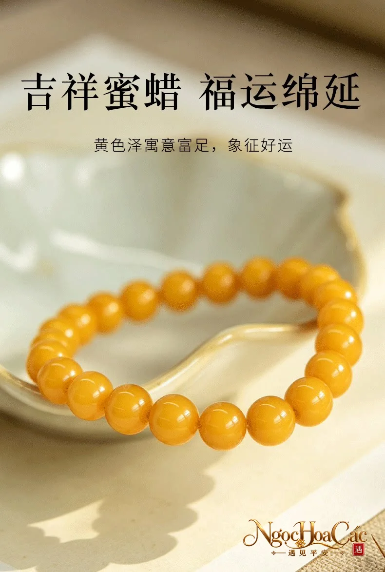 Vòng tay mật lạp vàng mỡ gà Đông Hải