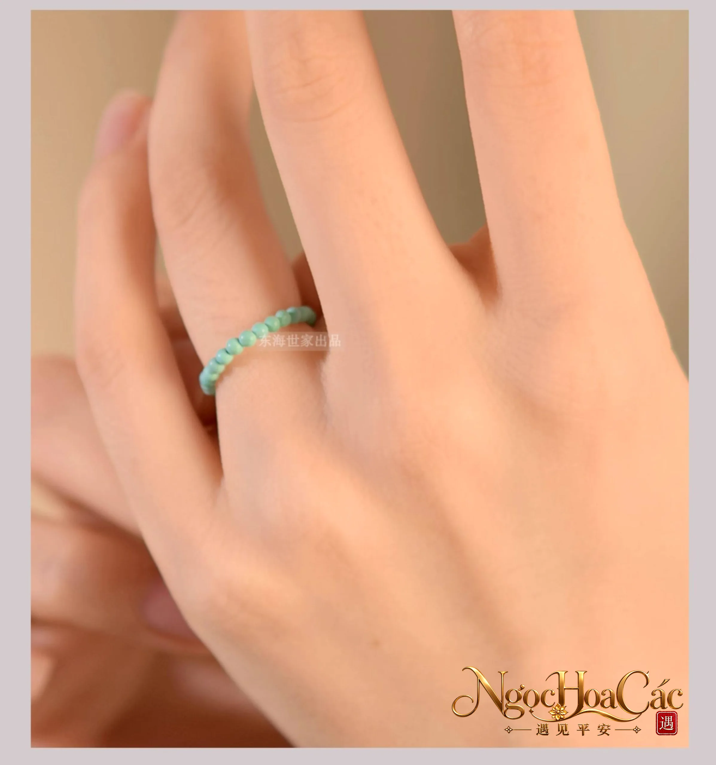 Nhẫn hạt ngọc lam nguyên khoáng Đông Hải