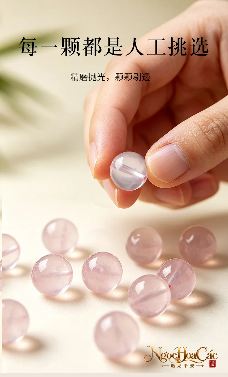 Vòng tay thạch anh hồng ánh sao Đông Hải
